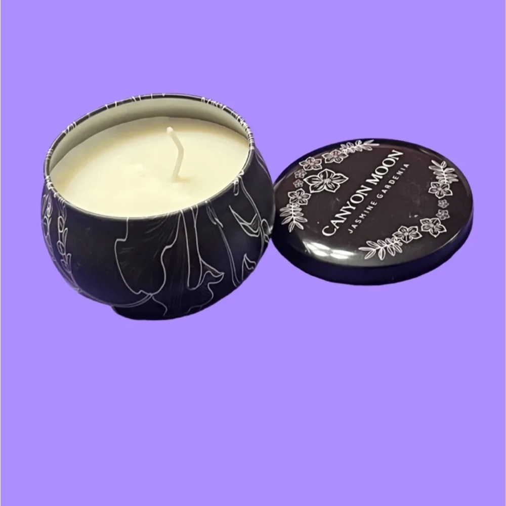 Canyon Moon Jasmine Gardenia Candle Tin Natural Soy Based 4 oz NWOB